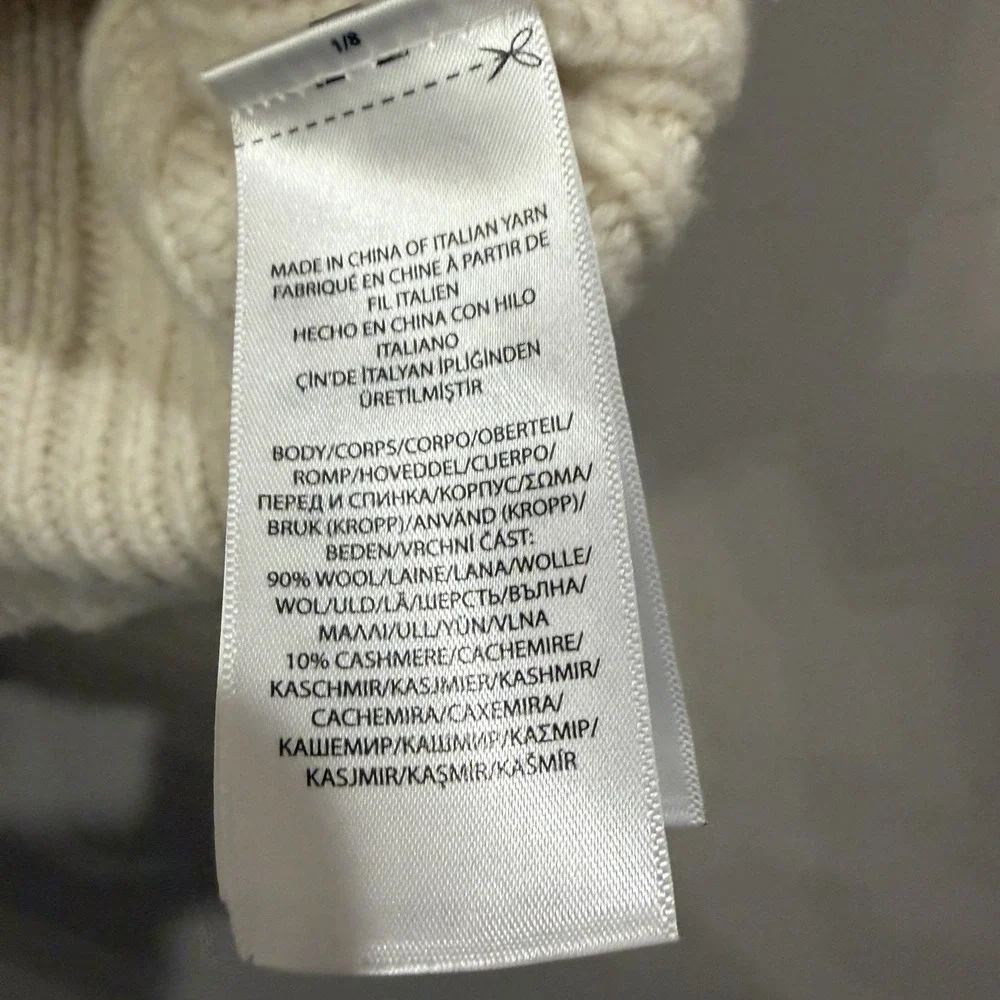 Polo Ralph Lauren Wool-Cashmere Dolman Roll Neck Jumper Small Ivory Ribbed